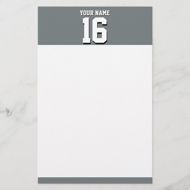 Charcoal Gray Sports Jersey Team Jersey Briefpapier (Vorderseite)