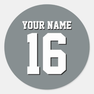 Charcoal Gray Sports Jersey Team Jersey Runder Aufkleber