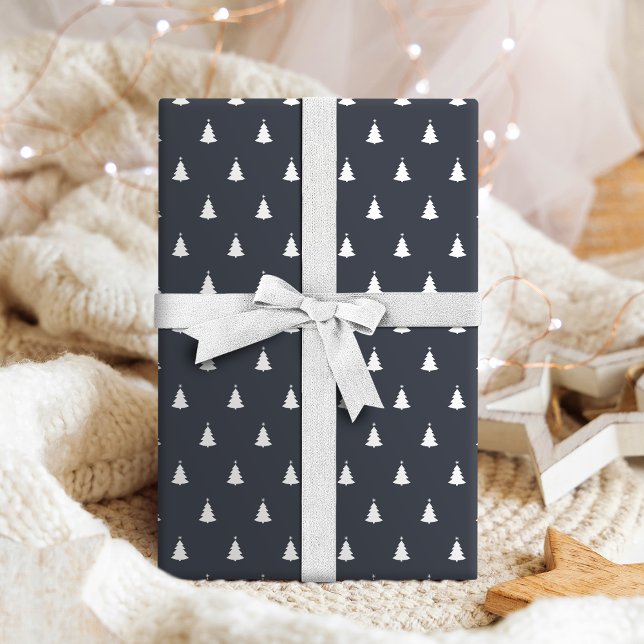 Charcoal Gray White Christmas Tree Holiday Geschenkpapier (Charcoal Gray White Christmas Tree Holiday Wrapping Paper)