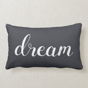 Charcoal Gray White Modern Dream Typografy Lendenkissen