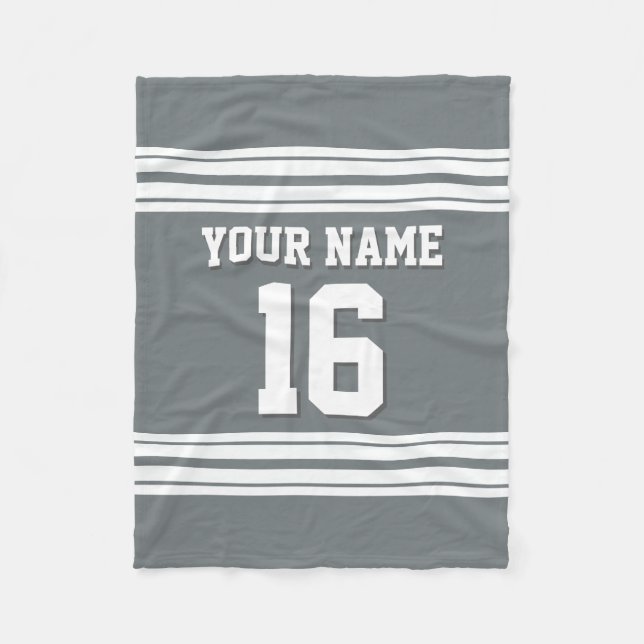 Charcoal Gray White Sports Jersey Fleecedecke (Vorderseite)