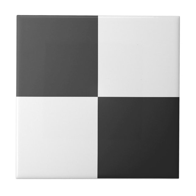 Charcoal Gray & White Square Box Stilvolles Muster Fliese (Vorderseite)
