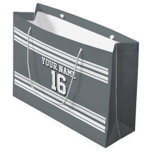 Charcoal Gray White Team Jersey Benutzername Große Geschenktüte