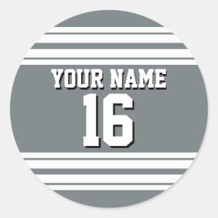 Charcoal Gray White Team Jersey Benutzername Runder Aufkleber