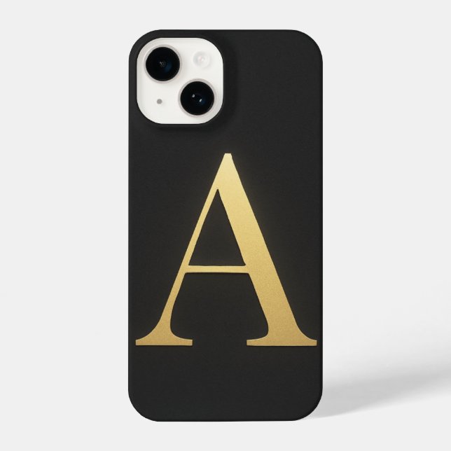 Charcoal Grey ‘A’ Phone Case – Bold, Trendy iPhone 14 Hülle (Rückseite)