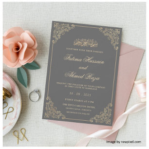Charcoal Grey Islamische Hochzeit Einladung