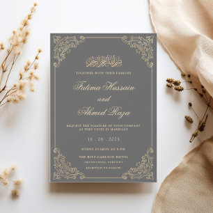 Charcoal Grey Islamische Hochzeit Einladung
