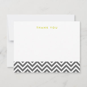 Charcoal Grey Simple Chevron Thank You Note Cartes
