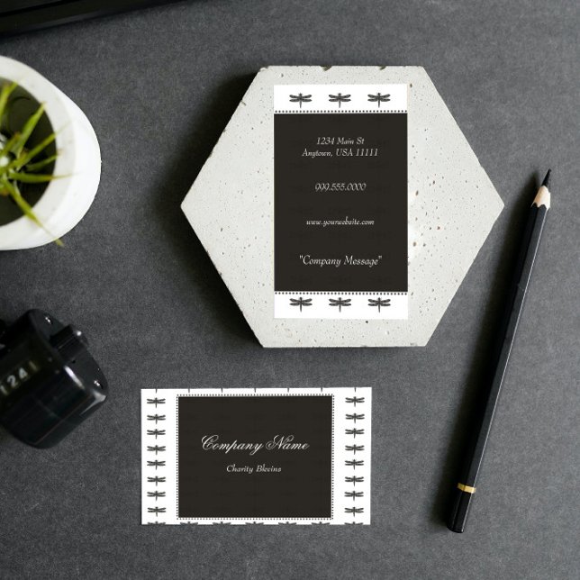 Charcoal Infinite Dragonfly Business Card Visitenkarte (Charcoal Infinite Dragonfly Business Card)