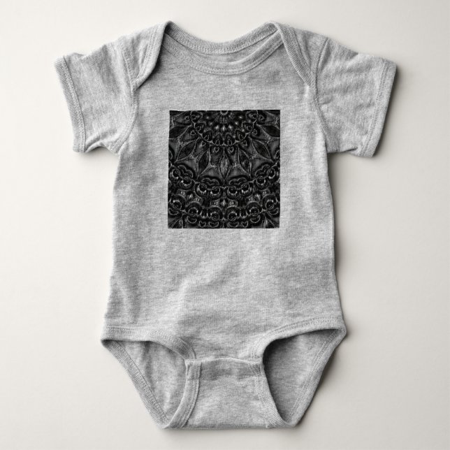 Charcoal Mandala Baby Bodysuit Strampler (Vorderseite)