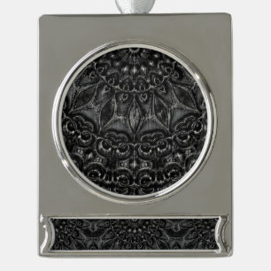 Charcoal Mandala Banner-Ornament Silber