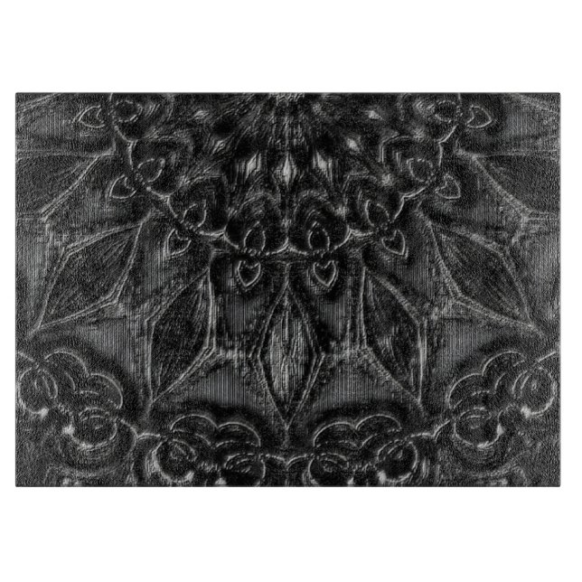 Charcoal Mandala Cutting Board Schneidebrett (Vorderseite)