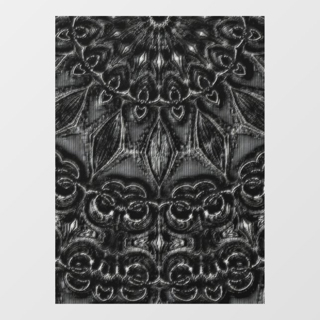 Charcoal Mandala Fensteraufkleber (Blatt)