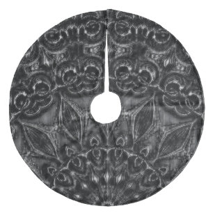 Charcoal Mandala Fleece Weihnachtsbaumdecke