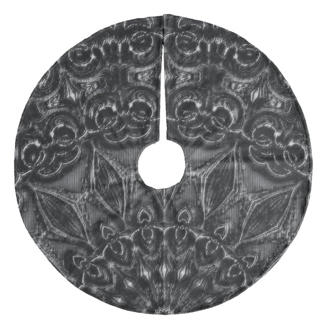 Charcoal Mandala Fleece Weihnachtsbaumdecke (Vorderseite)