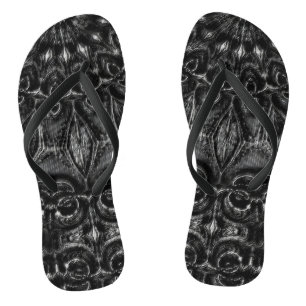 Charcoal Mandala Flip Flops