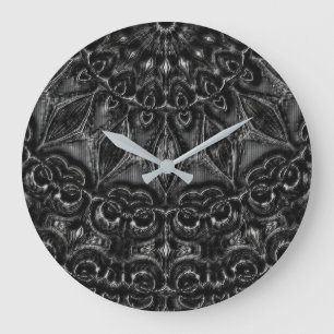 Charcoal Mandala Große Wanduhr