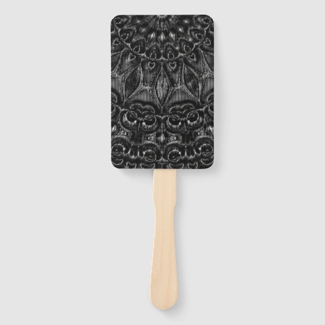 Charcoal Mandala Hand Fan Fächer (Vorderseite)
