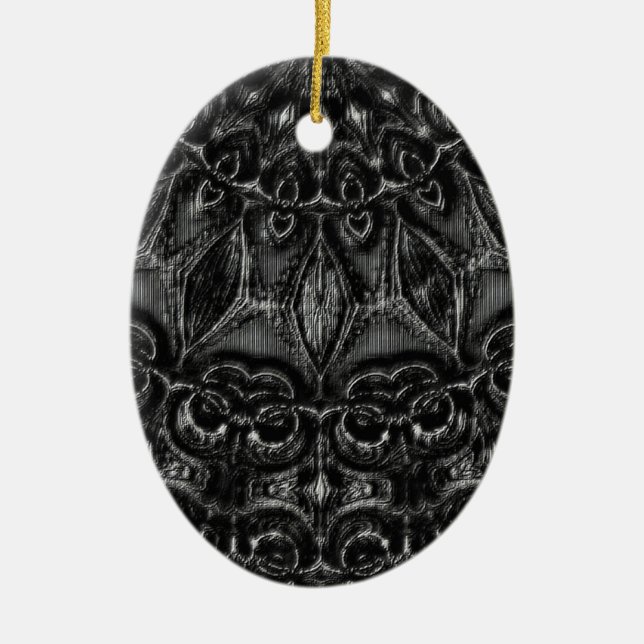 Charcoal Mandala Keramik Ornament (Vorne)