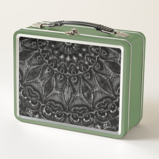 Charcoal Mandala Metall Brotdose (Vorderseite)
