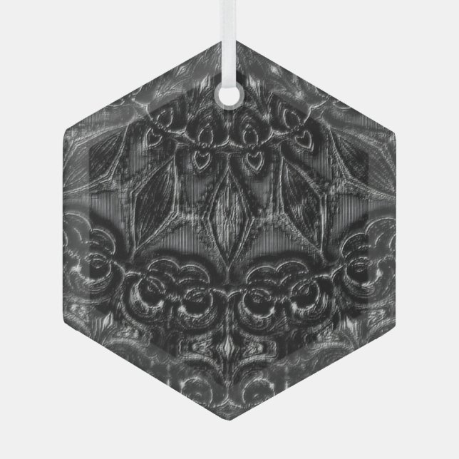 Charcoal Mandala Ornament Aus Glas (Vorderseite)