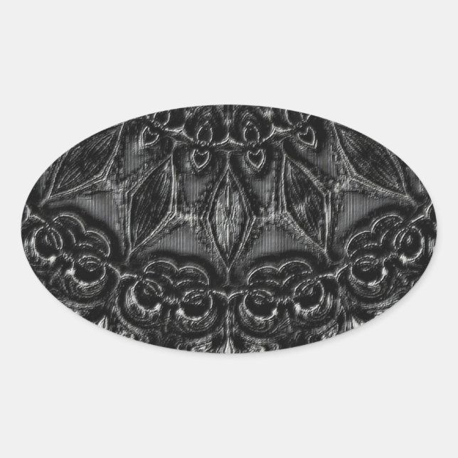 Charcoal Mandala Ovaler Aufkleber (Vorderseite)
