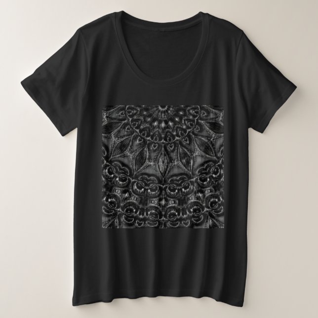 Charcoal Mandala plus Size T-Shirt (Design vorne)