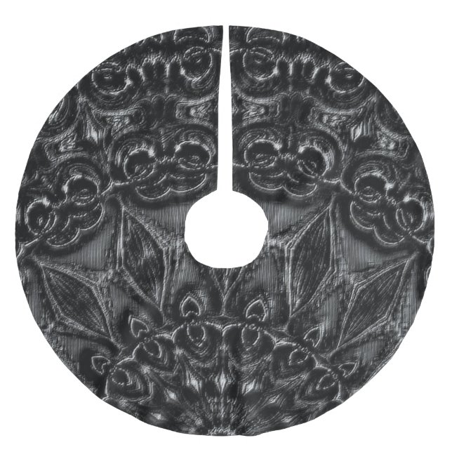Charcoal Mandala Polyester Weihnachtsbaumdecke (Vorderseite)