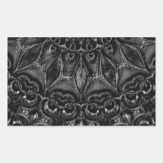 Charcoal Mandala Rechteckiger Aufkleber (Vorderseite)