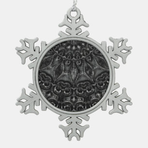 Charcoal Mandala Schneeflocken Zinn-Ornament