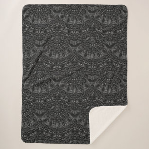 Charcoal Mandala Sherpa Blanket Sherpadecke