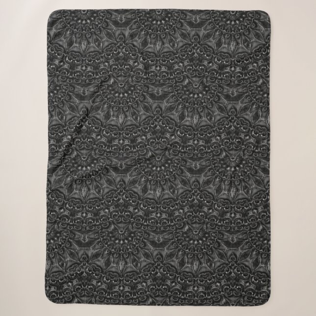 Charcoal Mandala Sherpa Blanket Sherpadecke (Vorderseite)