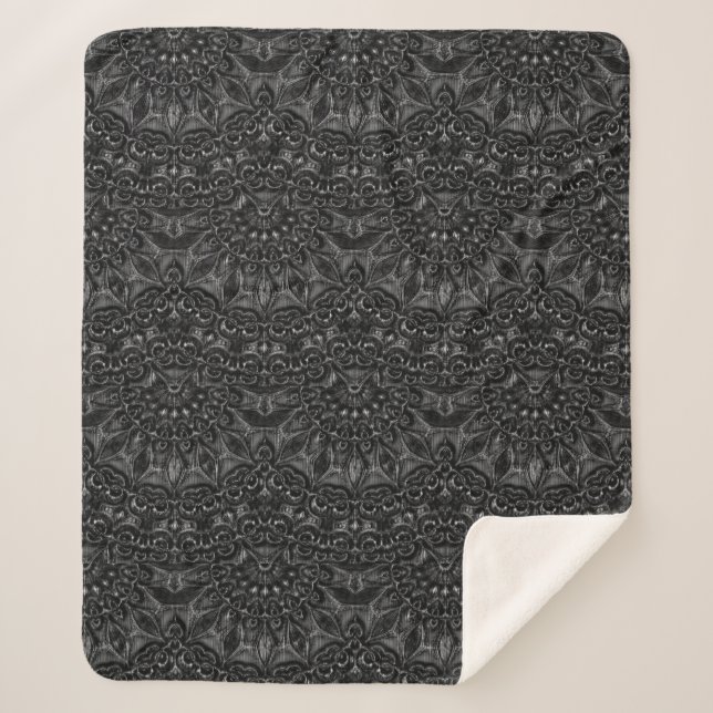 Charcoal Mandala Sherpa Blanket Sherpadecke (Vorderseite)