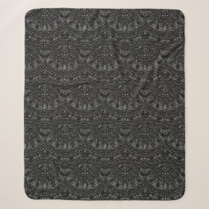Charcoal Mandala Sherpa Blanket Sherpadecke