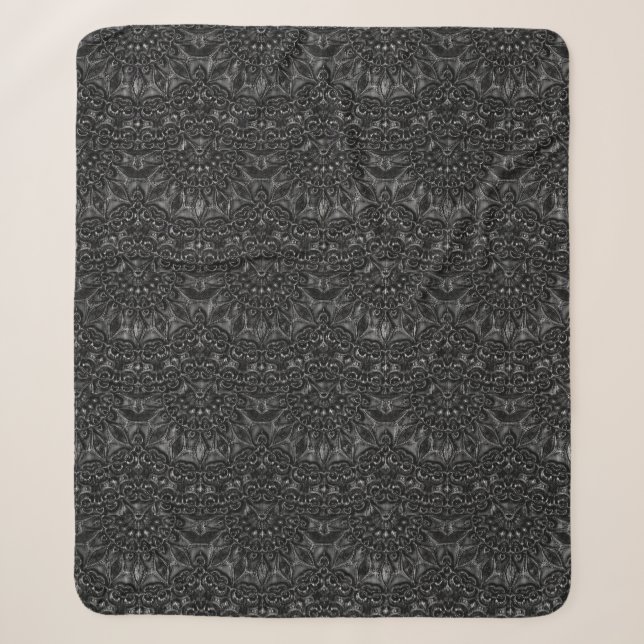 Charcoal Mandala Sherpa Blanket Sherpadecke (Vorderseite)