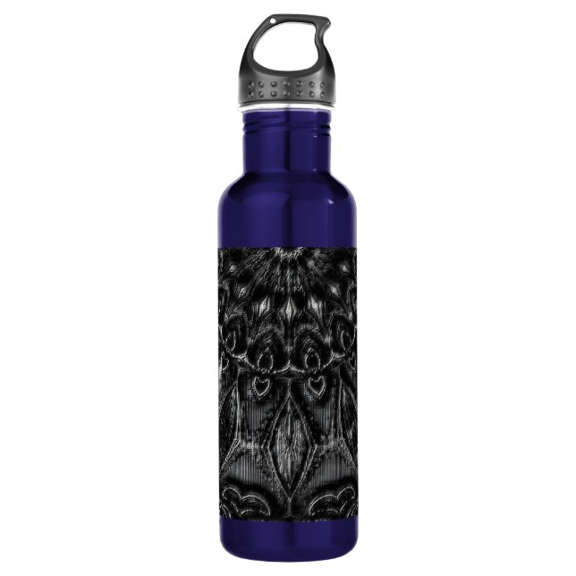 Charcoal Mandala Stainless Steel Water Bottle Edelstahlflasche (Vorderseite)