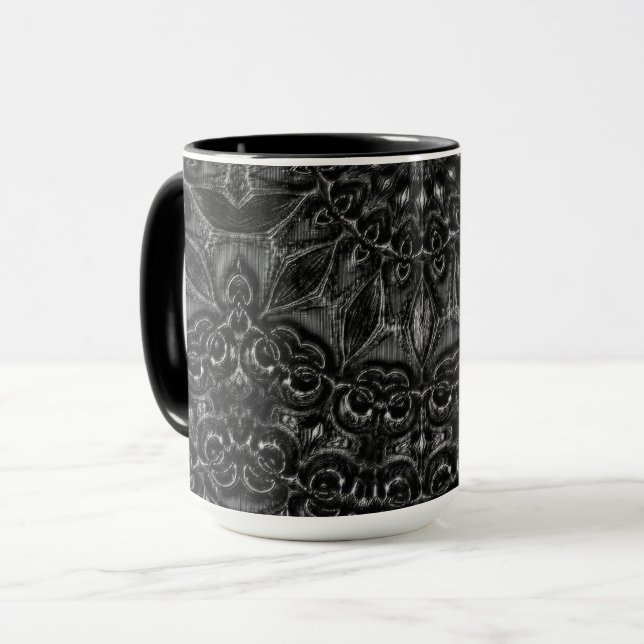 Charcoal Mandala Tasse (Vorderseite Links)