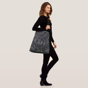 Charcoal Mandala Tragetaschen Mit Langen Trägern