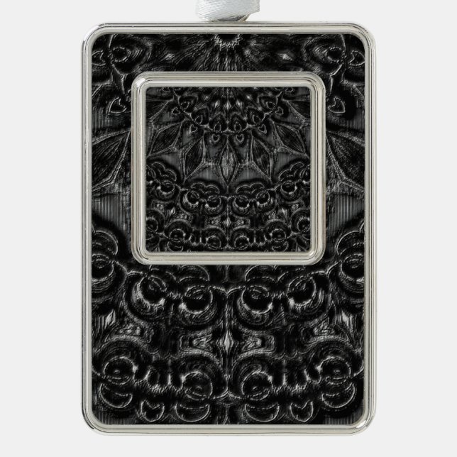 Charcoal Mandala Weihnachtsschmuck Rahmen-Ornament Silber (Vorderseite)