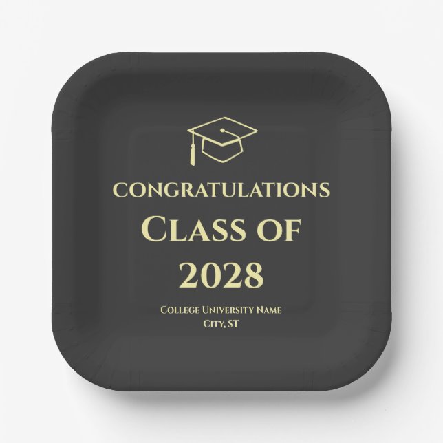Charcoal Modern Typography Graduation Party Pappteller (Vorderseite)