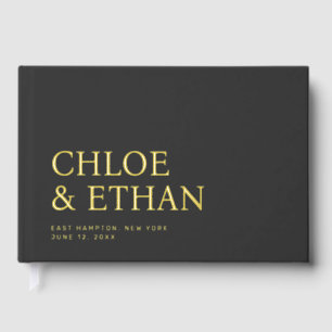 Charcoal Modern Wedding Foil Gästebuch