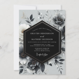 Charcoal Noir Bloom Hochzeit Einladung