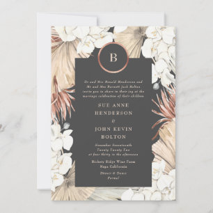 Charcoal Pampas Creme Rose Einladung