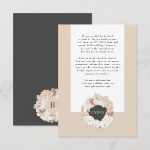 Charcoal Pampas Wreath Cream Boho Monogram Wedding Begleitkarte