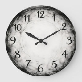 Charcoal-Rhythmus — Abstrakt Große Wanduhr