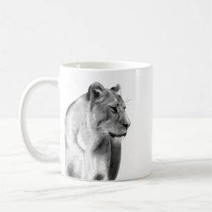 Charcoal Sketch Lioness Female Lion Kaffeetasse