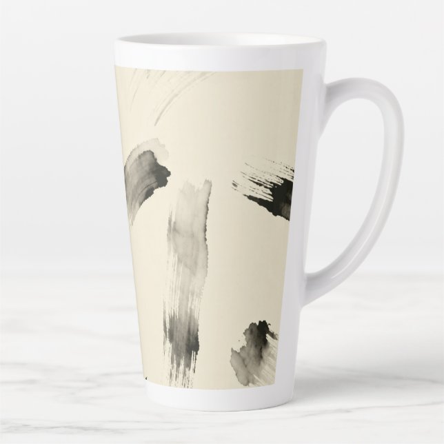 Charcoal Strokes Pattern | Minimal Beige Abstract  Milchtasse (Rechts)