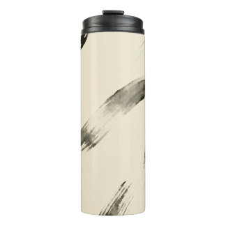 Charcoal Strokes Pattern | Minimal Beige Abstract  Thermosbecher