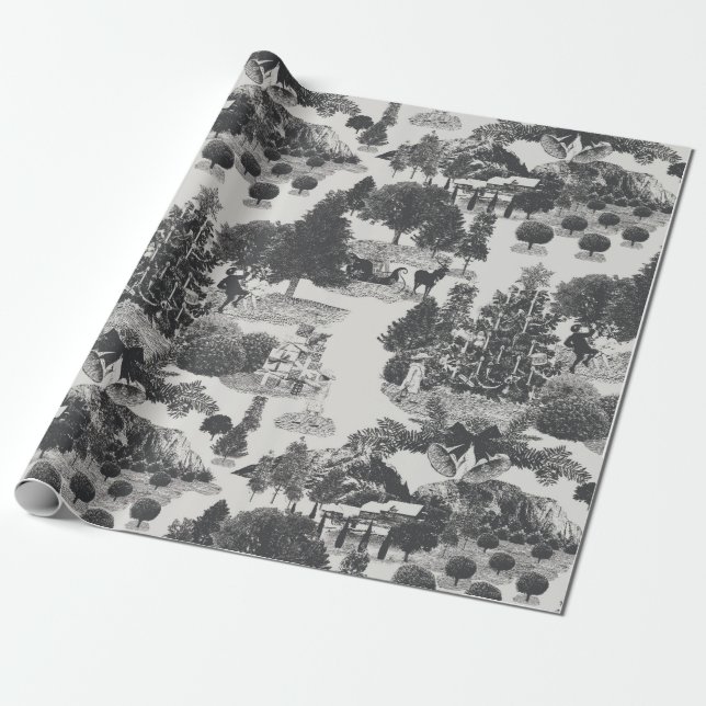 Charcoal und Graues Weihnachts-Winterwunderland Geschenkpapier (Ungerollt)