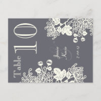 Charcoal Vintag Floral Wedding Tischnummer